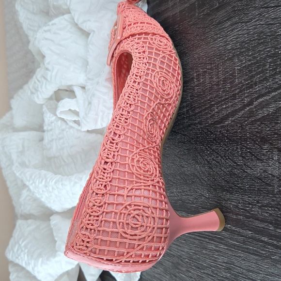 Alex Marie ASHTON Coral Crochet Pointed Kitten Heels with Buckle 10M Coral PINK - Picture 8 of 16